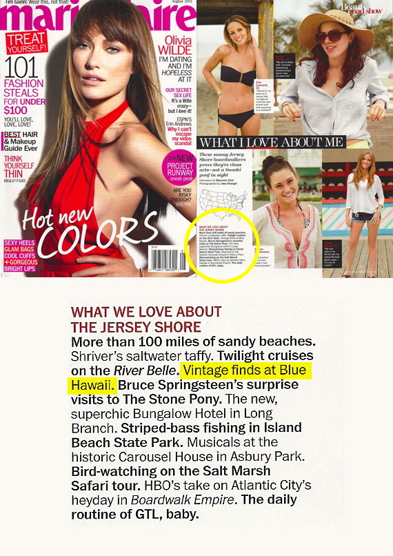 Blue Hawaii Mention in Marie Claire August 2011 Issue
